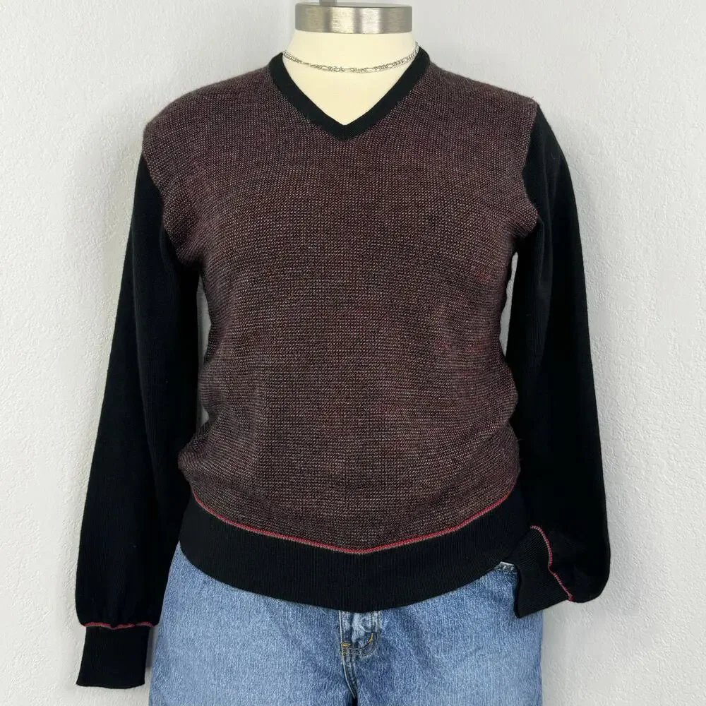 Vintage St. Croix V-Neck Wool Sweater Red Black Size Large